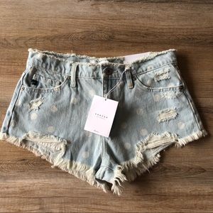 Kancan polka dot denim shorts